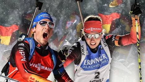Simon Schempp (l.) und Laura Dahlmeier in der Erfolgsspur