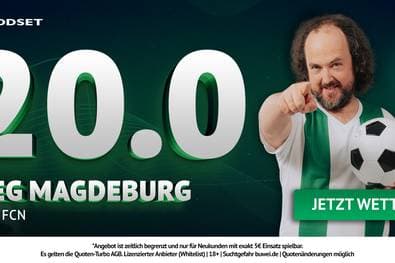 💥 SUPER QUOTEN BOOST 💥: 20er-Quote bei ODDSET auf den Sieg des 1. FC Magdeburg!