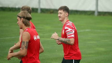 Angelo Stiller beim VfB-Training