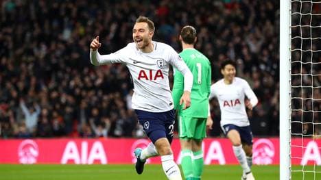 Christian Eriksen feiert sein Blitztor gegen Manchester United