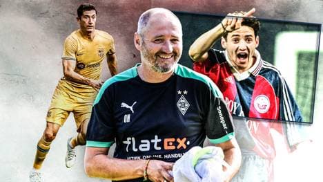 Oliver Neuville (M.) arbeitet heute als Co-Trainer von Borussia Mönchengladbach