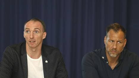 Geschäftsführer Glandorf (l.) und Ex-Trainer Machulla 