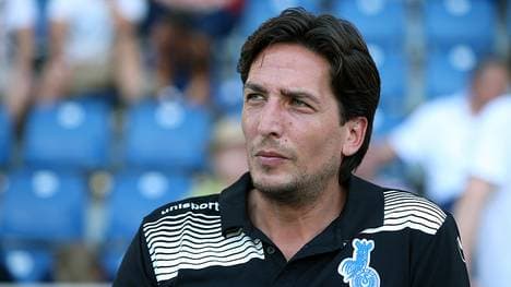 MAGDEBURG, GERMANY - AUGUST 26: Manager Ivica Grlic of Duisburg is seen prior to the Third League match between 1. FC Magdeburg and MSV Duisburg at MDCC Arena on August 26, 2016 in Magdeburg, Germany. (Photo by Ronny Hartmann/Bongarts/Getty Images)