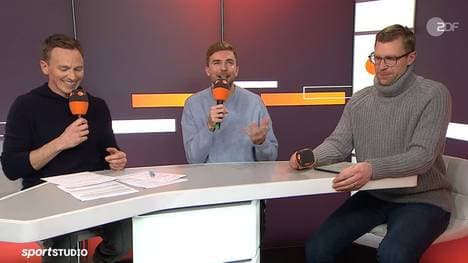 Christoph Kramer (m.) sorgte mit einer Diskussion um den Vornamen von Marc-André ter Stegen für einen kuriosen TV-Moment
