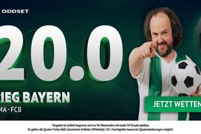 ODDSET 20,0 Quotenboost für Bayern München-Sieg gegen Real Madrid am 07.04.26 🚀