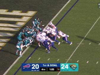 Wieder Spektakel, wieder Drama: Auch zwischen den Jacksonville Jaguars und den Buffalo Bills geht es in der Wildcard Round der NFL-Playoffs hoch her. Josh Allen wird auf spezielle Art und Weise zum entscheidenden Mann.