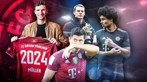 Thomas Müller (l.) verlängerte seinen Vertrag am Dienstag