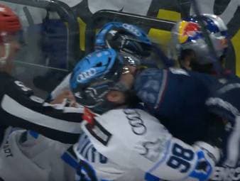 In Spiel 1 der Playoff-Serie zwischen dem EHC Red Bull München und dem ERC Ingolstadt geht es direkt hoch her. Erst fliegen die Fäuste, dann hagelt es Tore - bis in die dramatischen Schlusssekunden hinein.