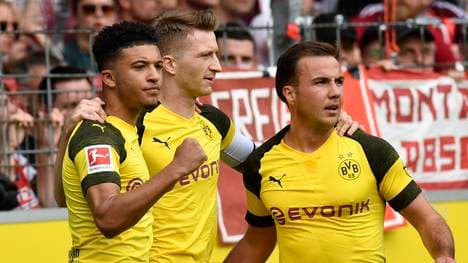 Drei der vier BVB-Torschützen: Jadon Sancho, Marco Reus und Mario Götze