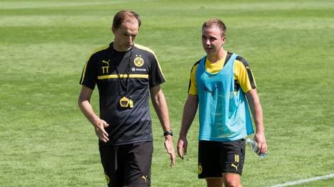 Thomas Tuchel und Mario Götze im Training