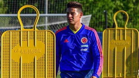 James trainierte am Montag mit der kolumbianischen Mannschaft