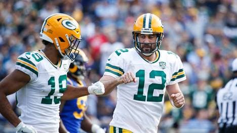 Equanimeous St. Brown (l.) und Aaron Rodgers bestreiten mit den Packers das Eröffnungsspiel der nächsten Saison