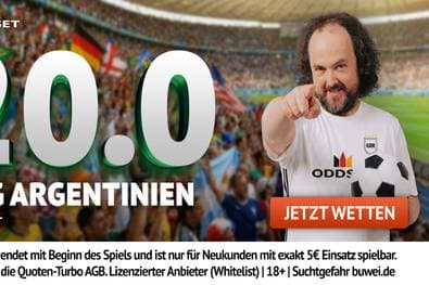 WM-Hammer bei ODDSET: Quote 20,00 statt 1,58 auf Argentinien-Sieg gegen Österreich!