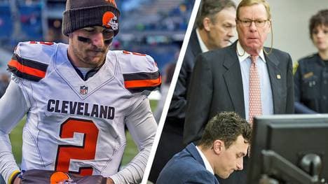 Johnny Manziel spielte 2014/15 für die Browns - seinem Anwalt Bob Hinton (rechts oben) unterlief eine peinliche Panne