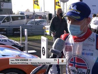 Der Meister des Porsche Carrera Cups 2020 Larry ten Voorde sowie der Gesamtwertungszweite Dylan Pereira im SPORT1-Interview nach dem Saison-Finale in Oschersleben.