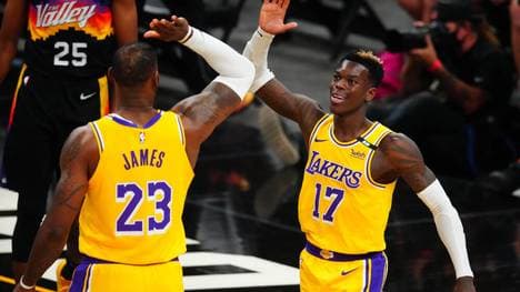 Dennis Schröder (r.) führte die Lakers beim Einzug in die Playoffs an