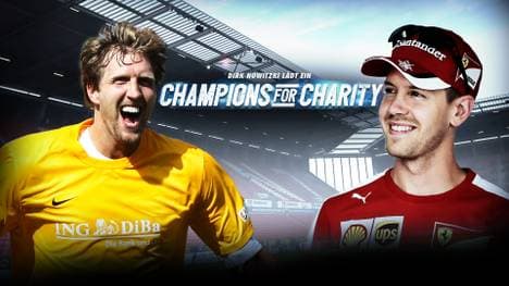 Dirk Nowitzki (l.) wird auf dem Platz unter anderem auf Sebastian Vettel treffen