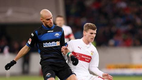 Daniel Brückner vom SC Paderborn im Einsatz gegen den VfB Stuttgart