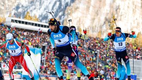 Martin Fourcade (vorne) ist diese Saison wieder einer der Top-Favoriten 