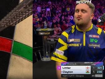 Jonny Clayton gewinnt das Halbfinale des dritten Spieltags bei der Premier League of Darts gegen Luke Littler deutlich. Der Weltmeister zieht zu spät an - und wird dann auch dann von einem Missgeschick gebremst.