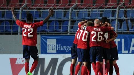 Hungarian FC Videoton's players celebrat