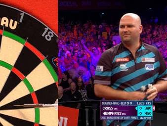 Rob Cross erwischte im Viertelfinale der World Series of Darts Finals einen rabenschwarzen Nachmittag. Luke Humphries zog hingegen souverän ins Halbfinale ein.
