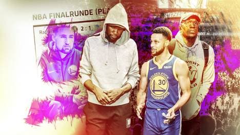 Die Golden State Warriors hoffen auf eine schnelle Rückkehr von Thompson (l.) und Durant (2.v.l.)