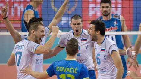 Slowenien gegen Italien bei der Volleyball-EM
