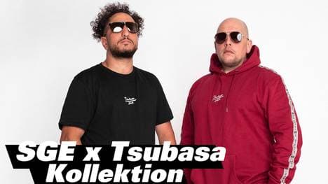 Die Frankfurter Rapper Celo & Abdi präsentieren den neuen Tsubasa-Look der Eintracht