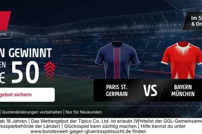 Champions-League-Kracher: Tipico haut 50,0-Mega-Quote für Bayern-Sieg gegen PSG raus!