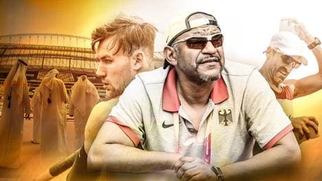 Zehnkämpfer Niklas Kaul (l.) und Idriss Gonschinska sprechen über die Hitze von Doha