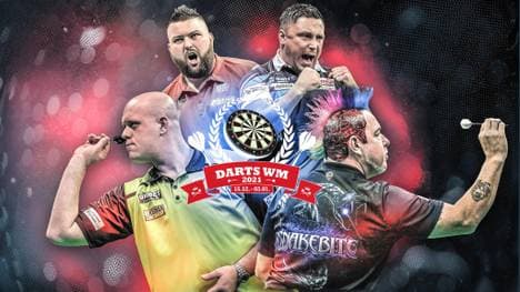 Heiße Titelkandidaten bei der Darts WM: Michael van Gerwen, Michael Smith, Gerwyn Price, Peter Wright (v.l.)