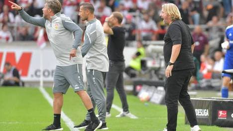 VfB-Sportdirektor Sven Mislintat (r.) regte sich über den Platzverweis für Josha Vagnoman auf  
