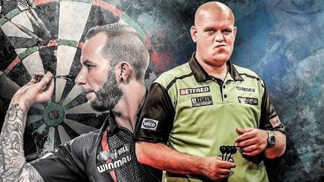 Danny Noppert (l.) warf Michael van Gerwen beim Darts World Grand Prix Schummelei vor
