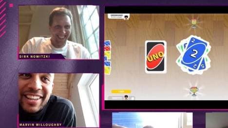 Dirk Nowitzki spielt mit seinen ehemaligen Teamkollegen Uno