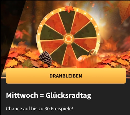 Mittwoch ist Glücksradtag bei Stargames