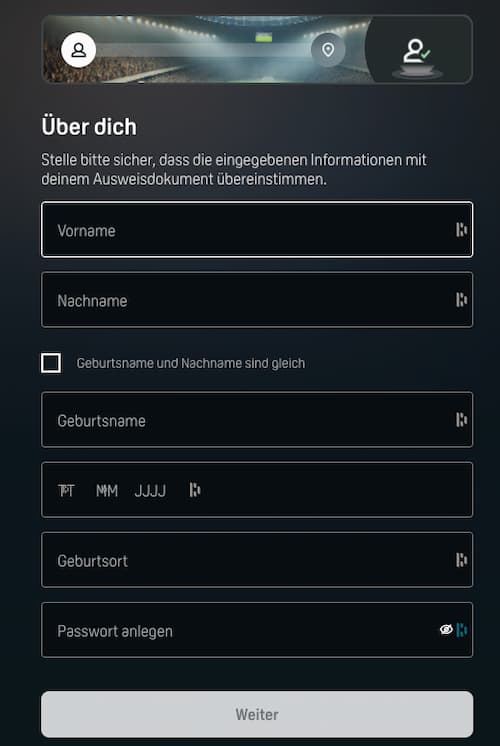 DAZN Bet Registrierung in wenigen Schritten