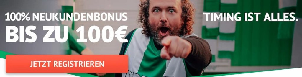 100% bis 100 € ODDSET Bonus sichern