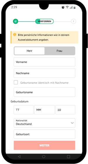 Registrierung bei Oddset