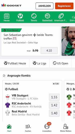 Screenshot aus der ODDSET App