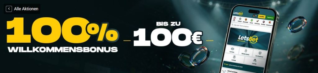 LetsBet Bonus 100 % bis 100 €